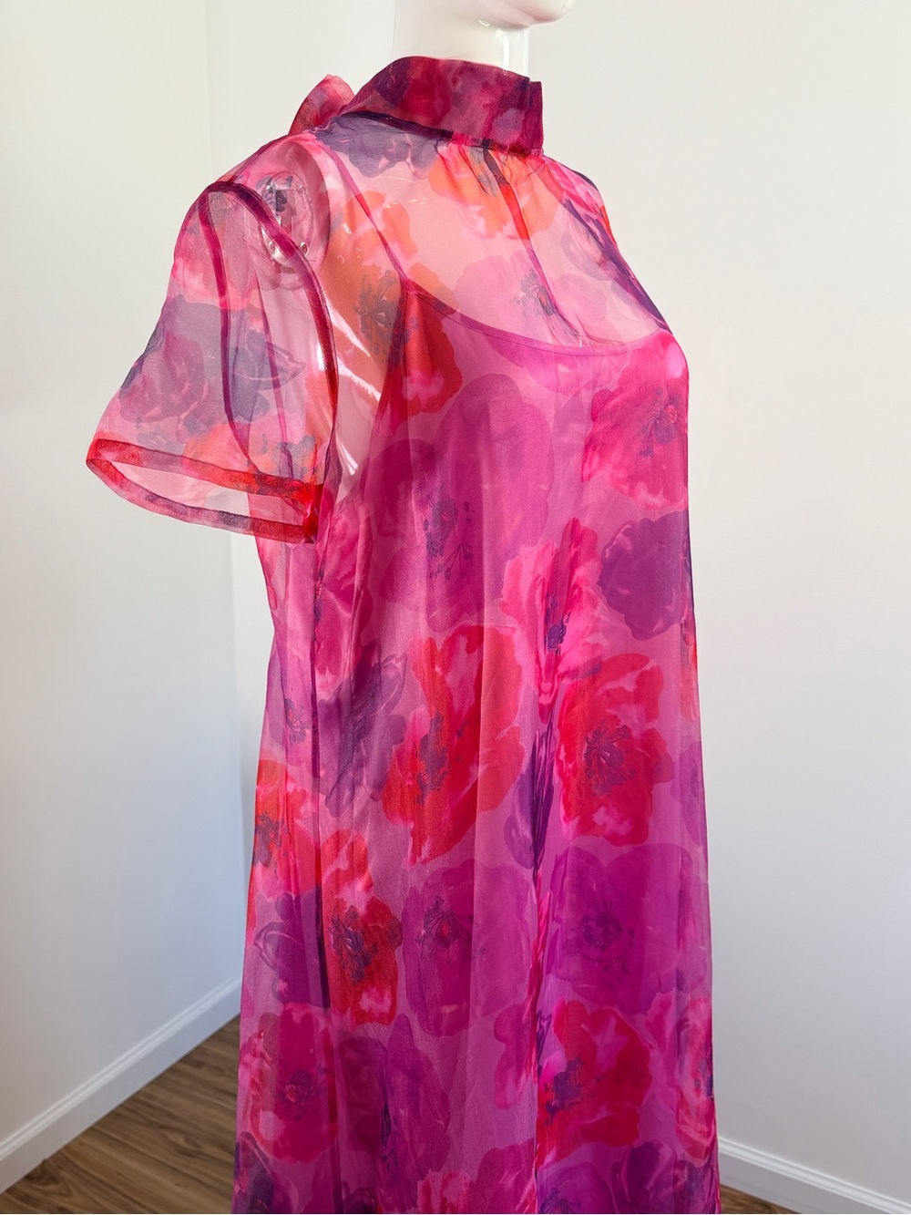 Staud Calluna Dress Magenta Painted Floral Size XL - Picture 11 of 15